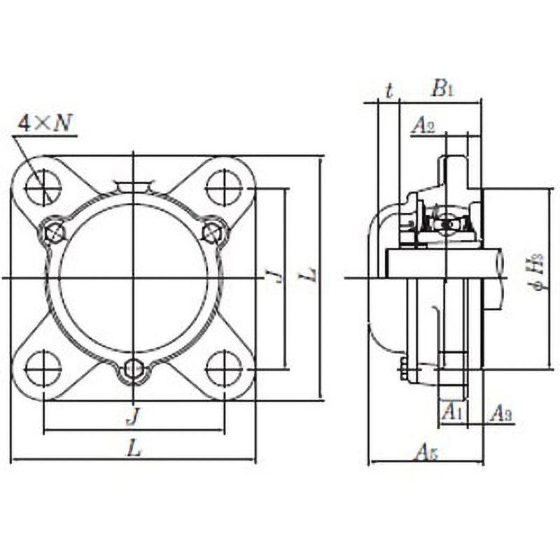 CM-UKFS315HT2D1 印ろう付角フランジ形/テーパ穴形アダプタ式 UKFS形 1個 NTN(エヌティーエヌ) 【通販モノタロウ】