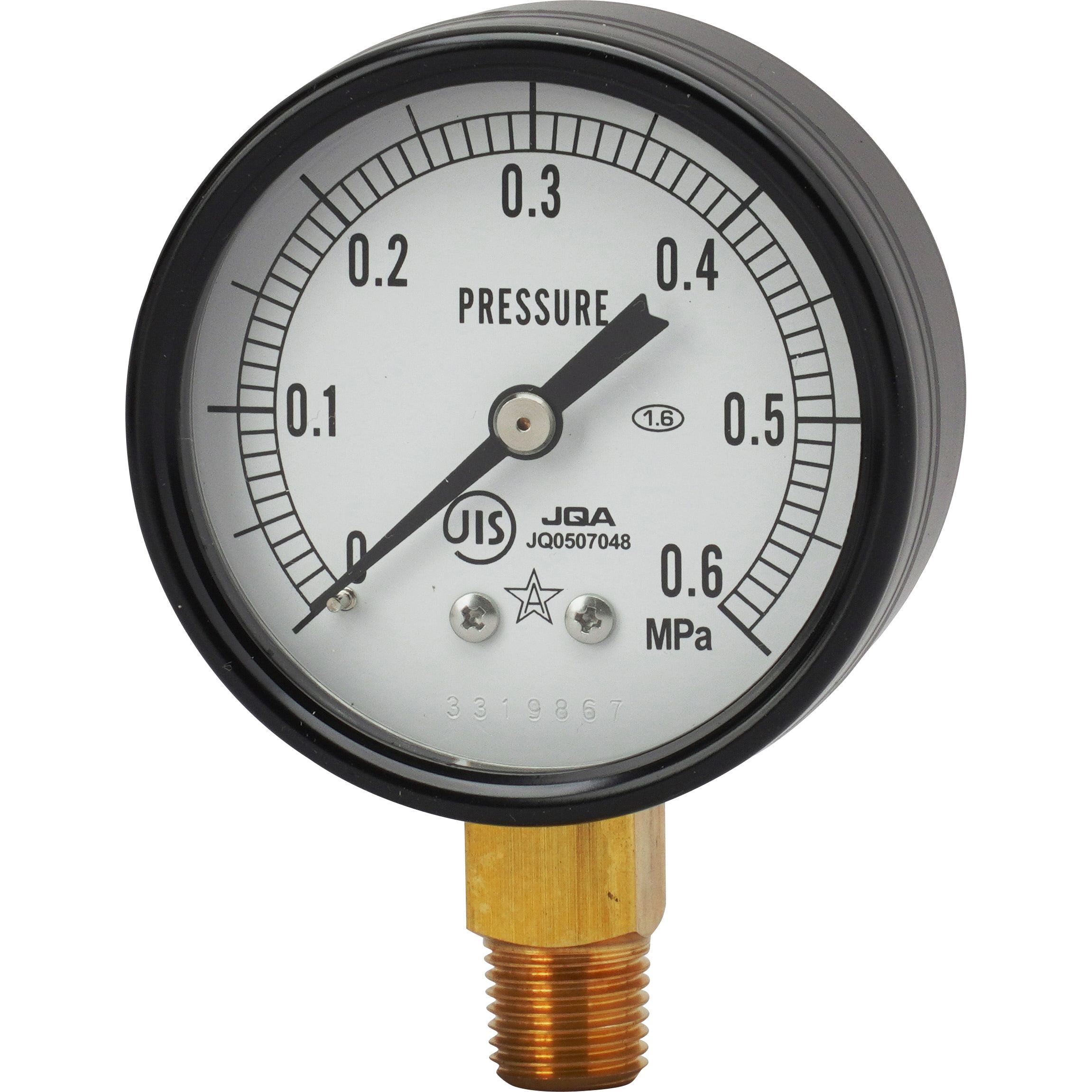 AT1/4Rx60x0.6MPa 汎用圧力計(スターゲージ) Φ60 右下精器製造 A