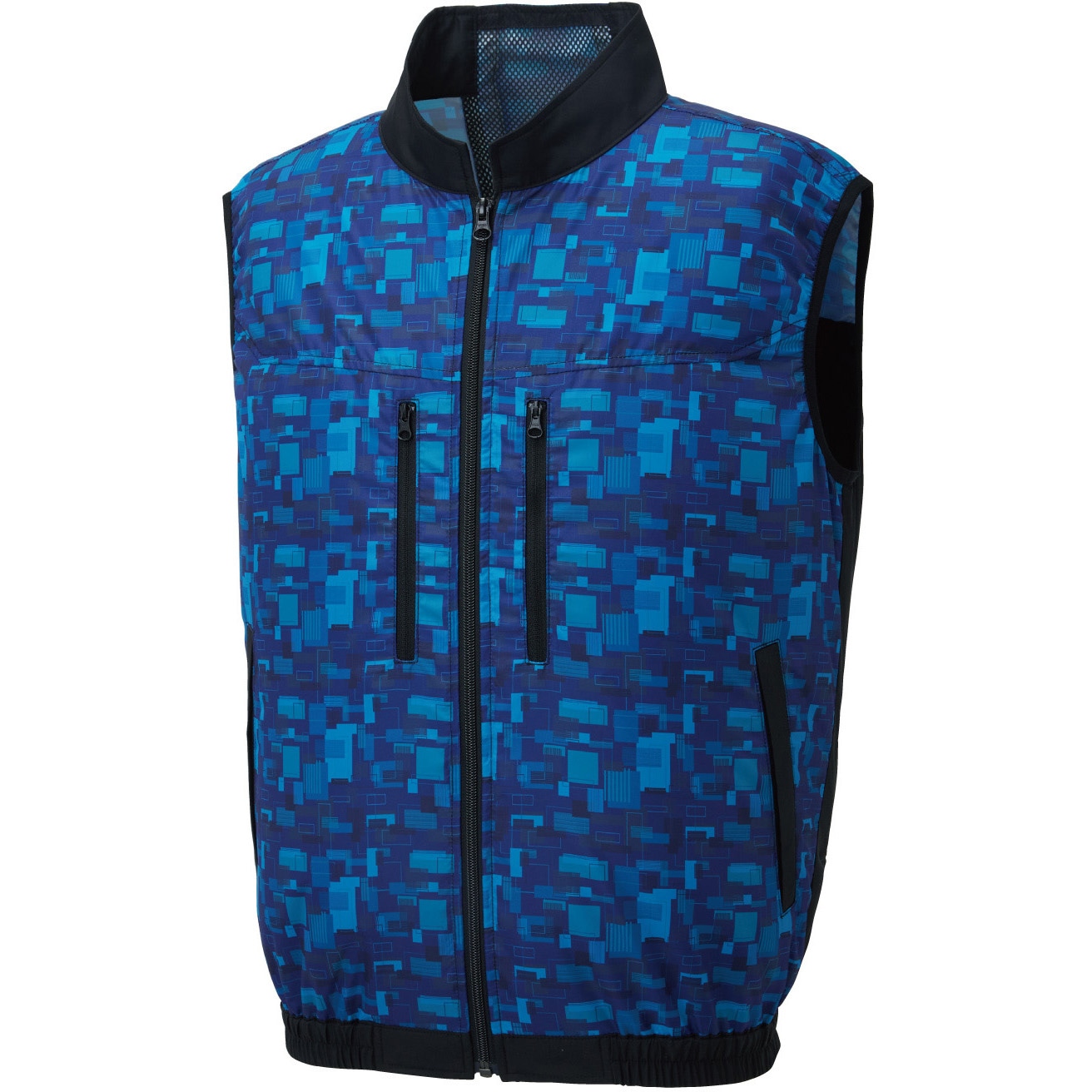 KF92302-KS034 空調風神服 ベスト (プロモデルファン&バッテリーセット 2024) サンエス ブロックネイビー色 サイズL  KF92302-KS034