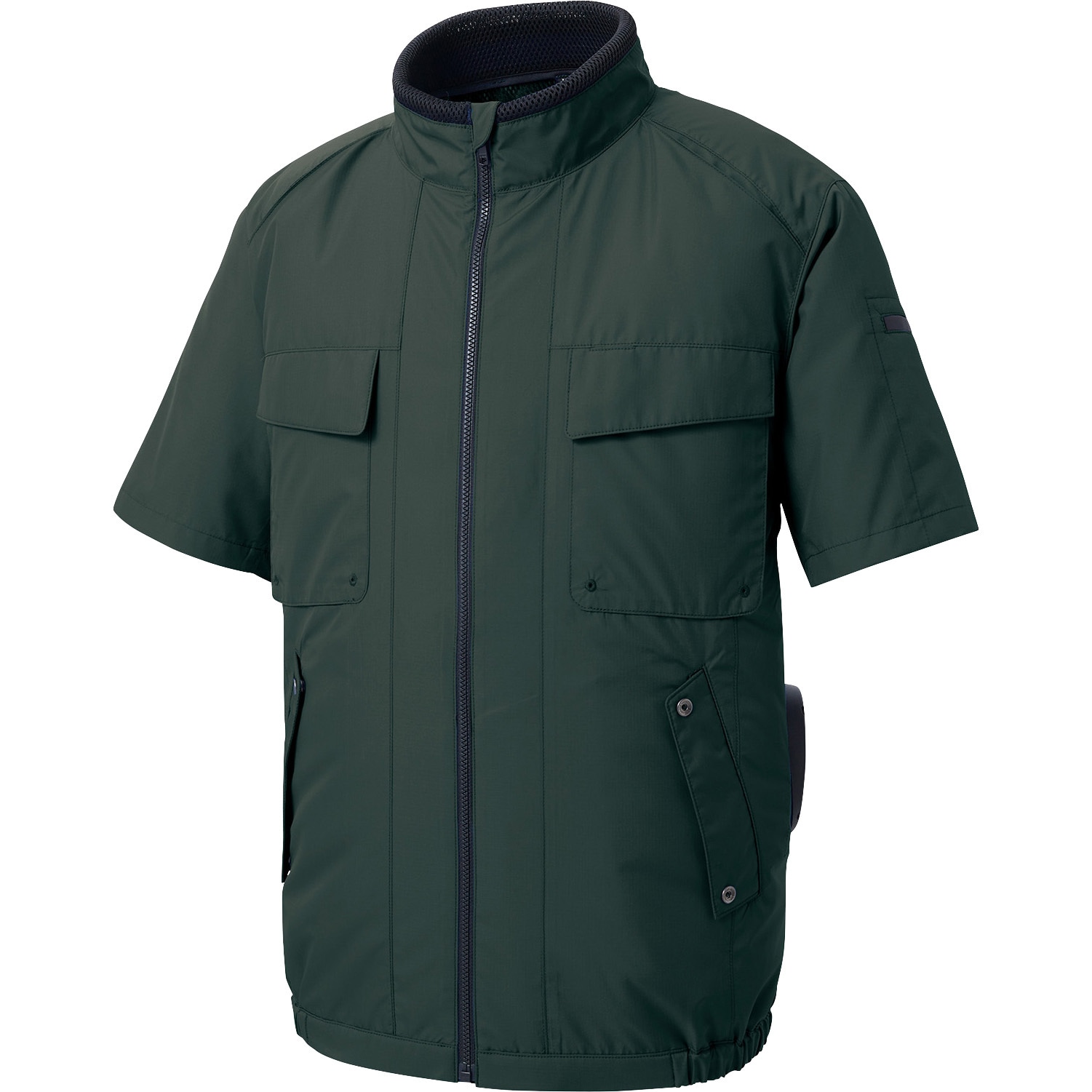 KF92410-KS034 空調風神服 エコ半袖ブルゾン(プロモデルファン&バッテリーセット 2024) サンエス グリーン色 サイズM  KF92410-KS034