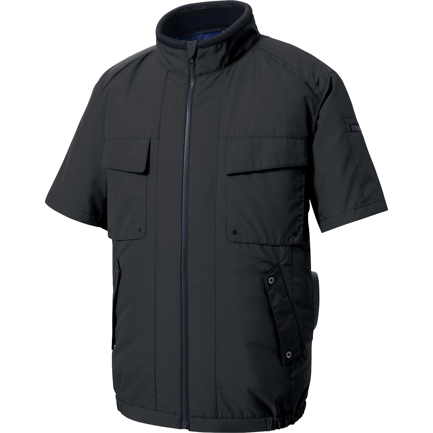 KF92410-KS034 空調風神服 エコ半袖ブルゾン(プロモデルファン&バッテリーセット 2024) サンエス ブラック色 サイズS  KF92410-KS034