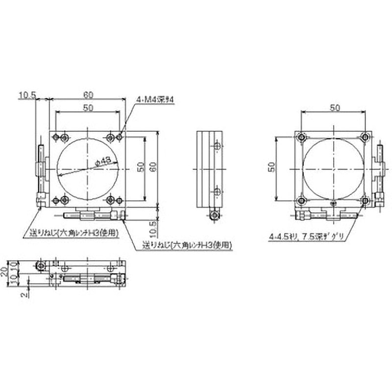 LD-P6051FX 透過型XY軸フィックスステージ 中央精機 ステージ寸法60