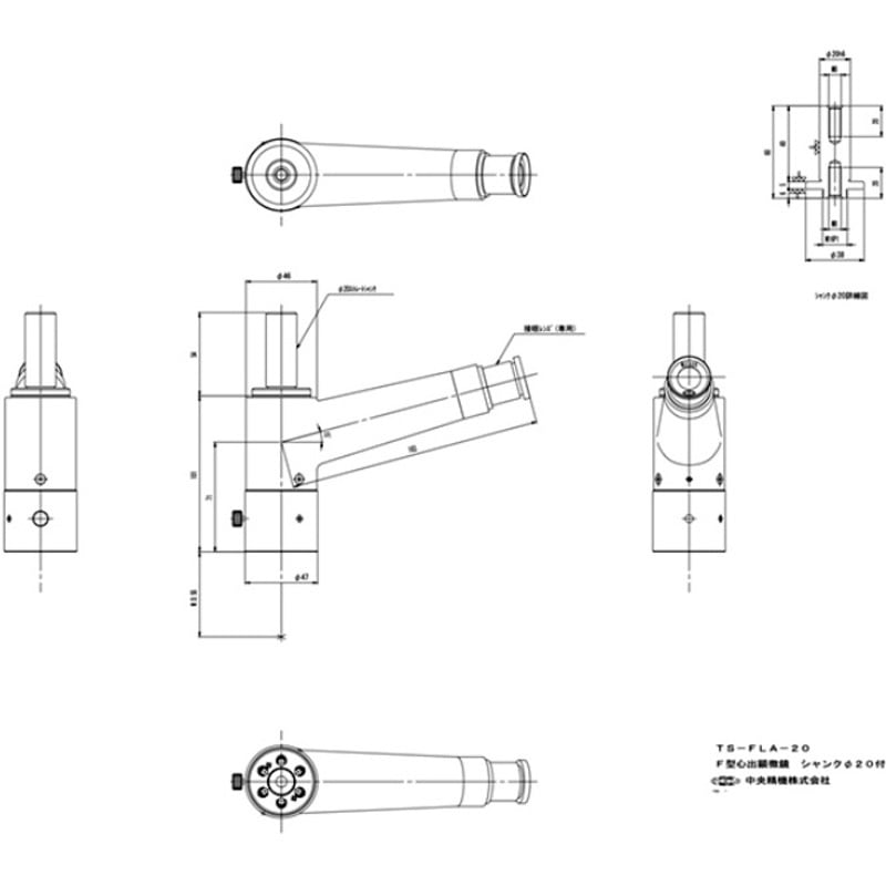 TS-FLA-20 F型心出顕微鏡 中央精機 同心円十字線(ピッチ0.5mm) 対物