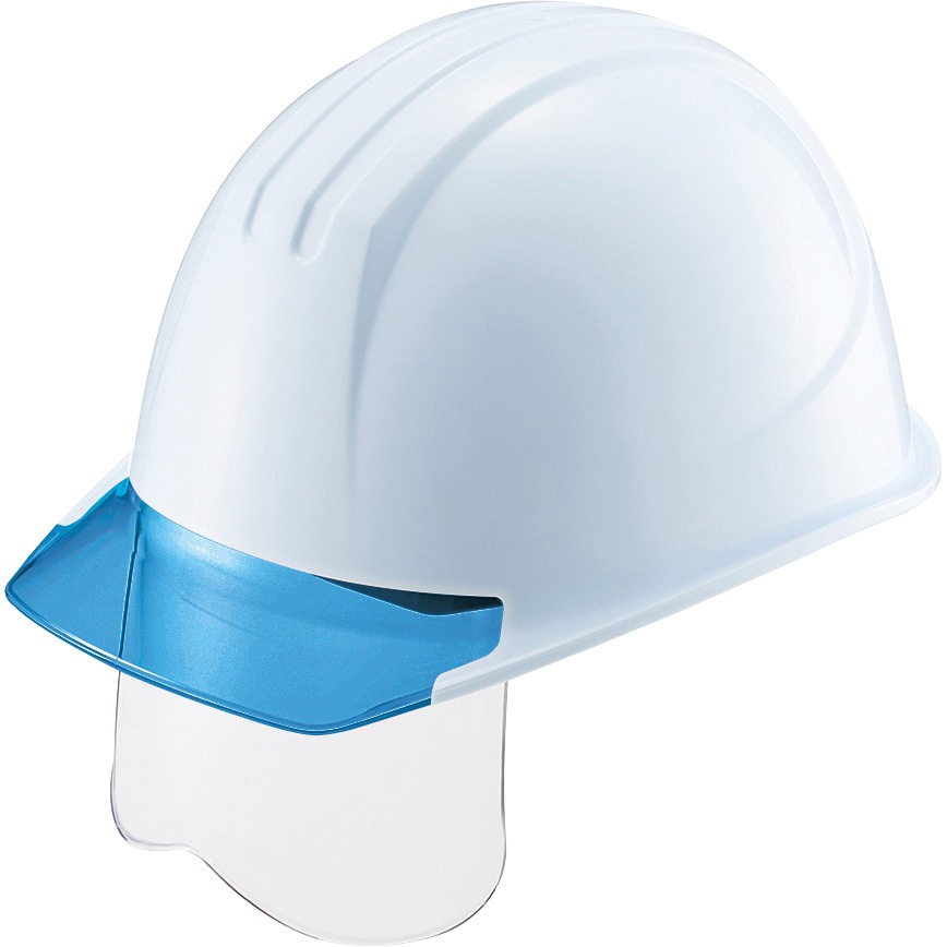 161VJ-SH V-5 W-3 エアライト搭載ヘルメット(シールド面付・PC製・透明ひさし型) 谷沢製作所 J型 ホワイト 飛来落下物・墜落時保護兼用   161VJ-SH V-5 W-3