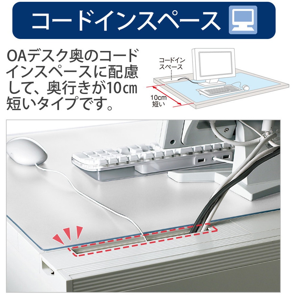 業務用5セット) プラス あんしんデスクマット 〔690mm×1190mm〕 斜め