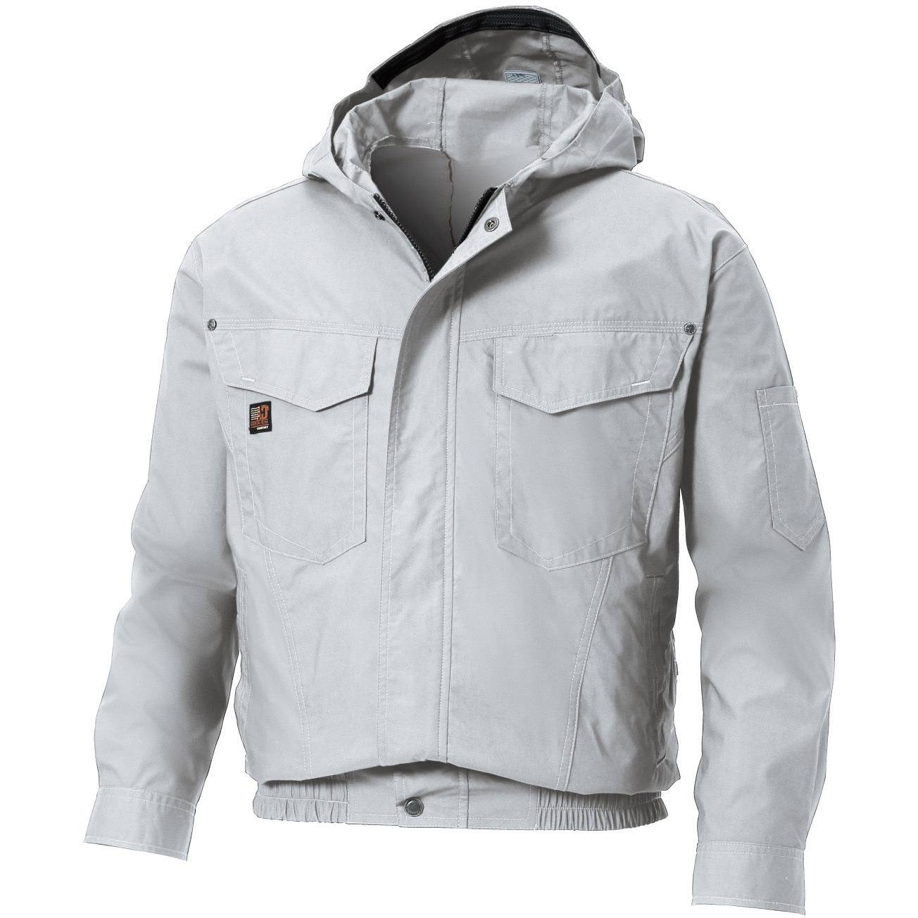 KF91410-KS036 空調風神服 フード付長袖ブルゾン (フラットハイパワーファン&バッテリーセット 2024-2) サンエス 6シルバー色 サイズM  KF91410-KS036