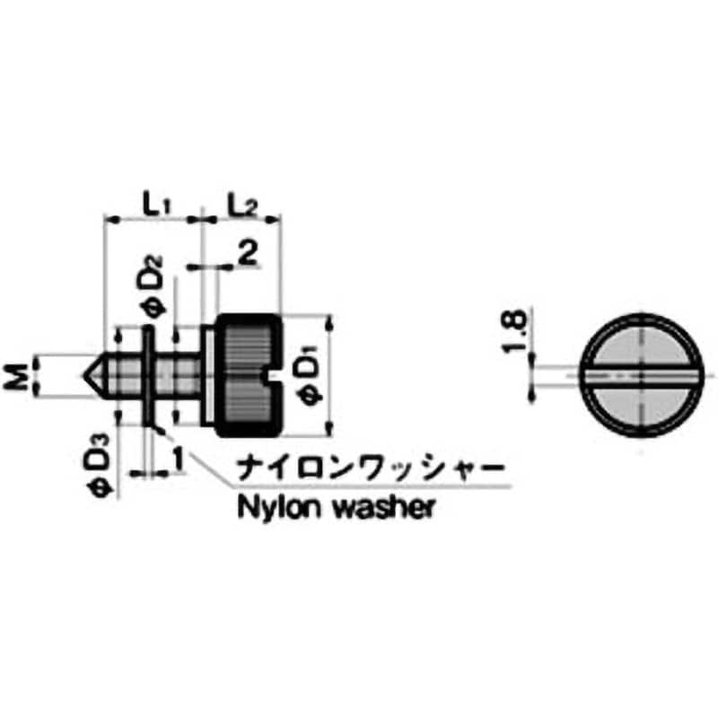 A-176-S-3 ローレットつまみ(M5×L1=12.5)全ネジ TAKIGEN