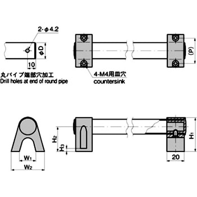 AP-216-0 パイプ取手ホルダー 1個 TAKIGEN(タキゲン) 【通販