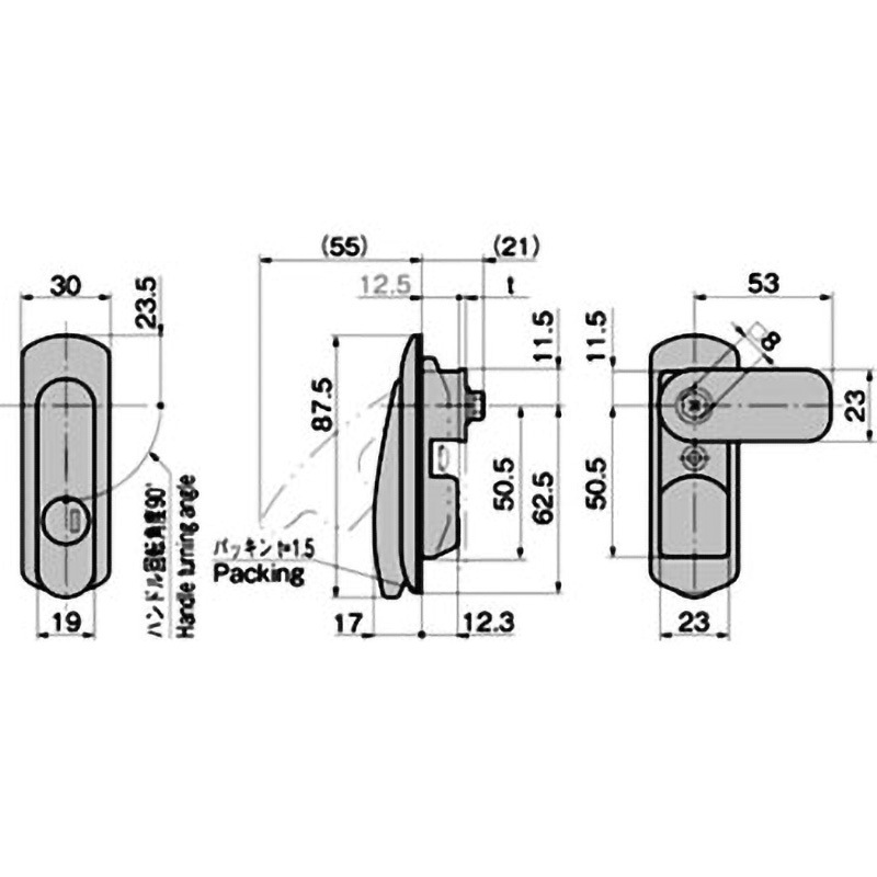 A-464-C-3-1(TAK60) 薄型平面スイングハンドル 1個 TAKIGEN(タキゲン