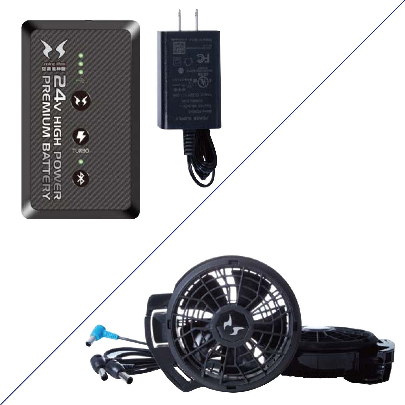 空調風神服　24V高性能ファンセットとベスト KF95990-KS046 空調風神服 ベスト (5セル24V フラットファン