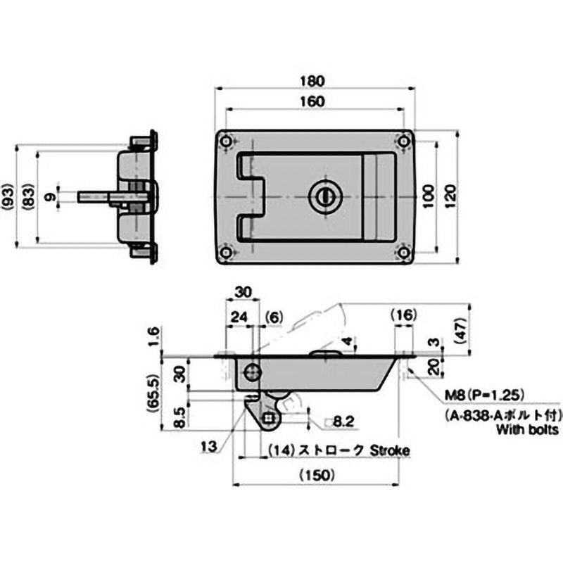 A-838-A-1 密閉式カバーロック TAKIGEN(タキゲン) 鍵200 適合板 A-838-A-1 密閉式カバーロック TAKIGEN(タキゲン) 鍵200 適合板