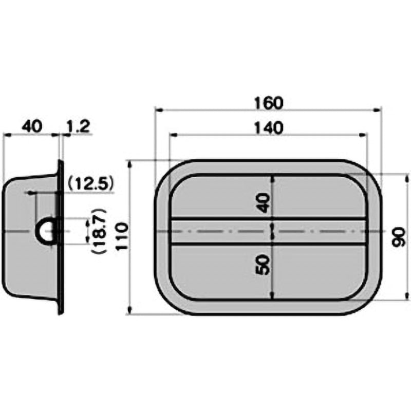 A-1282-CC ステンレス 大型埋込み取手 1個 TAKIGEN(タキゲン