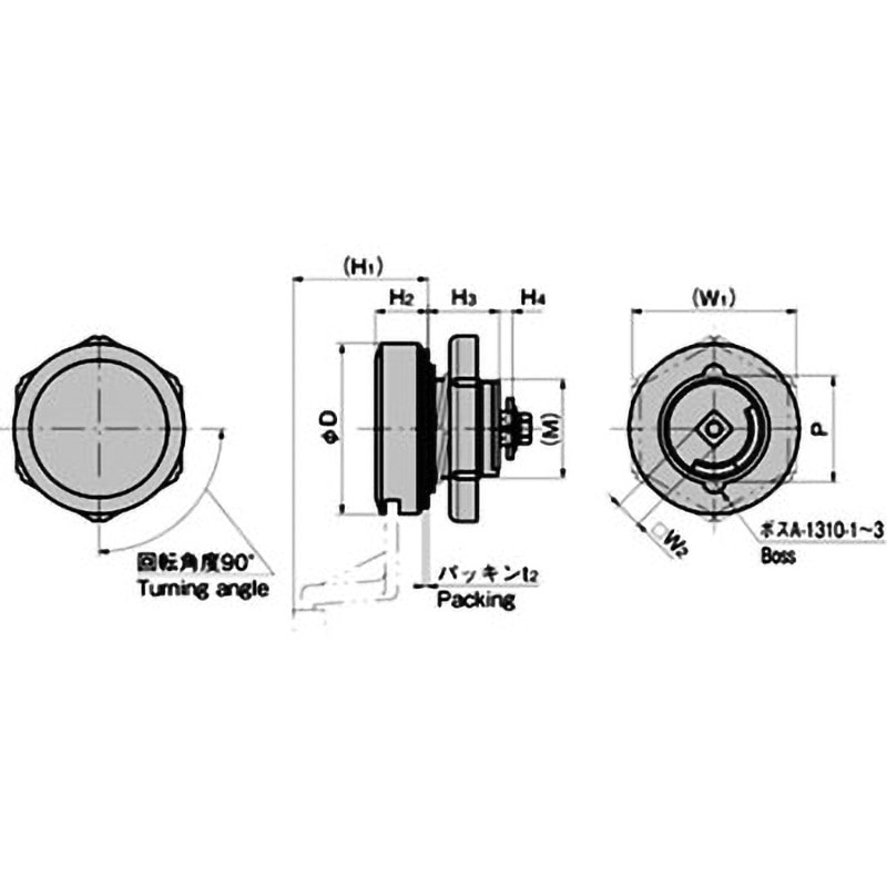 A-1310-4 ステンレス 防水カラーロックハンドル 1個 TAKIGEN