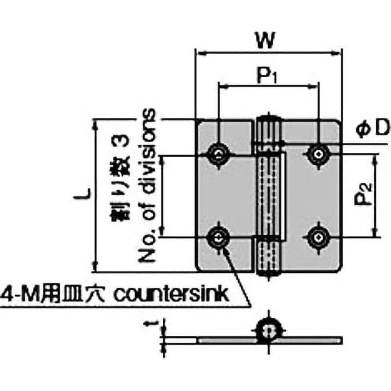 B-1001-6 ステンレス重量用平型蝶番(L50×W50×t3) TAKIGEN