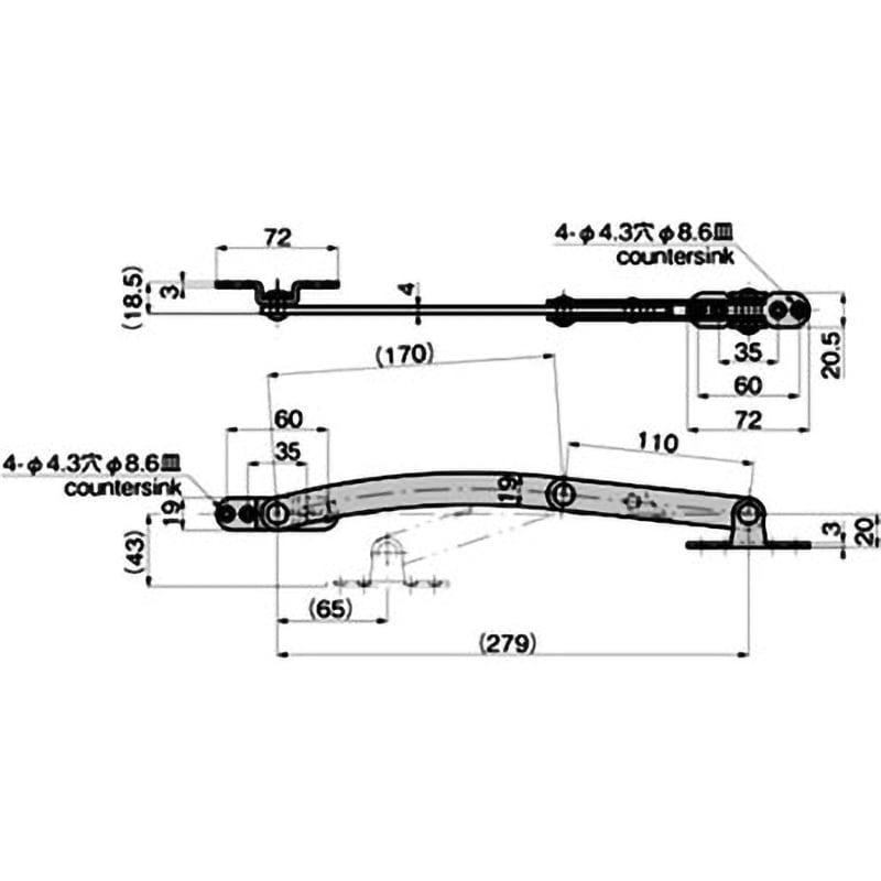 B-1025-2A ステンレス 扉用大型ステー 1個 TAKIGEN(タキゲン