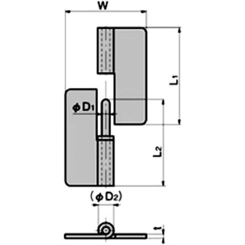 B-1065-1-R 重量用抜差蝶番(L100×W82×t4.0) 1個 TAKIGEN(タキゲン