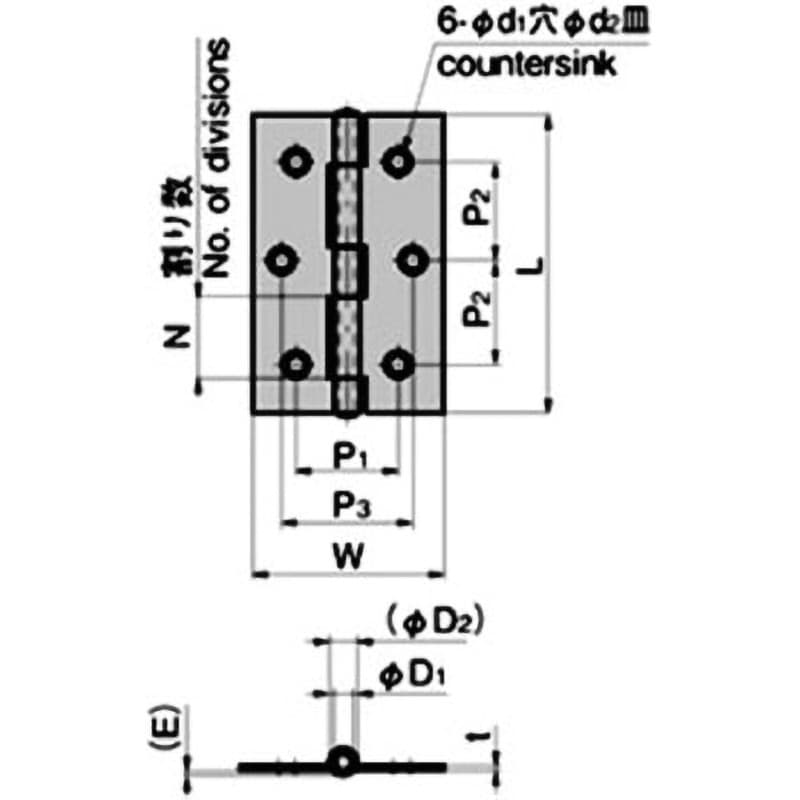 B-1100-5 平型蝶番 穴アキ 1個 TAKIGEN(タキゲン) 【通販 B-1100-5 平型蝶番 穴アキ 1個 TAKIGEN(タキゲン) 【通販