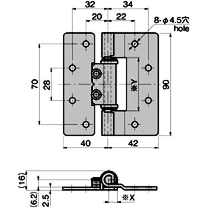 B-1109-0 ステンレス フラットトルクヒンジ 1個 TAKIGEN(タキゲン