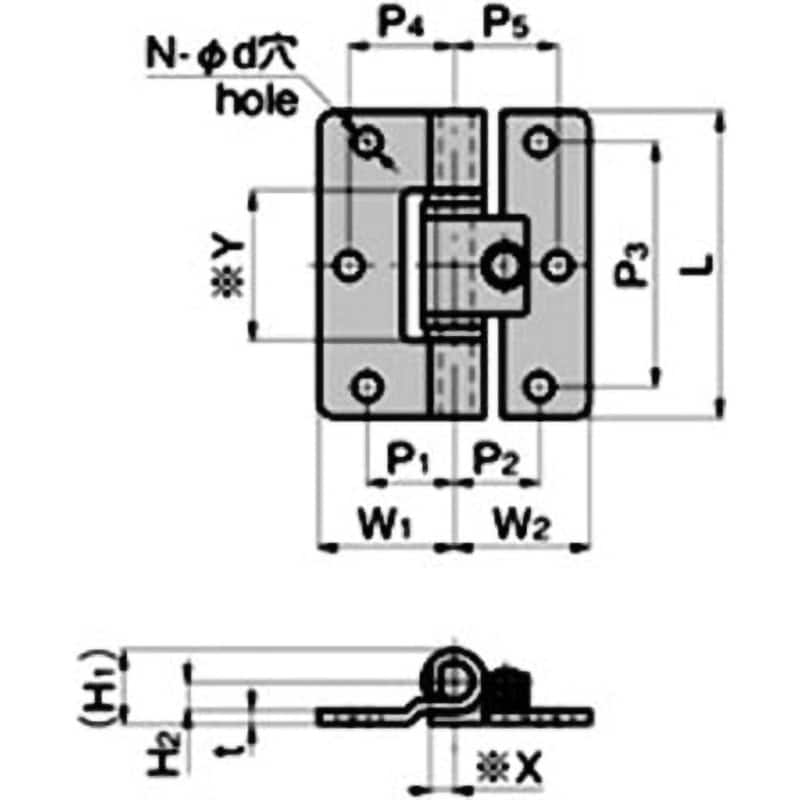 B-1109-2 ステンレス フラットトルクヒンジ 1個 TAKIGEN