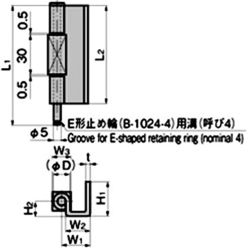 B-1540-1 ステンレス U曲げ裏蝶番 1個 TAKIGEN(タキゲン) 【通販