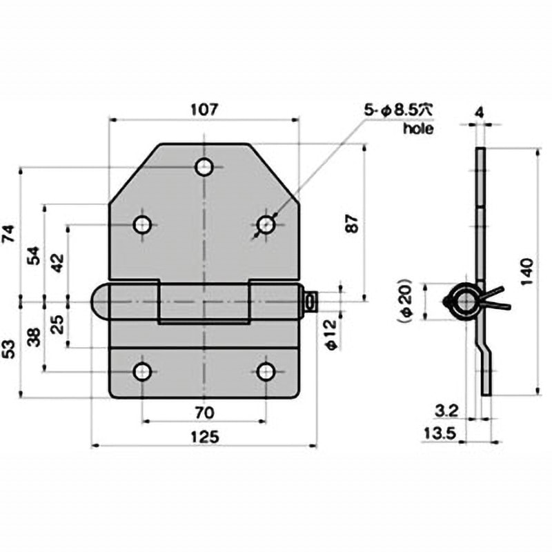 B-1589-B ステンレス トラックヒンジ 1個 TAKIGEN(タキゲン) 【通販