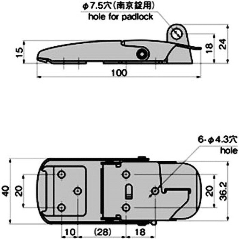 C-1143N-2-1 ステンレス 大型パチン錠 1個 TAKIGEN(タキゲン