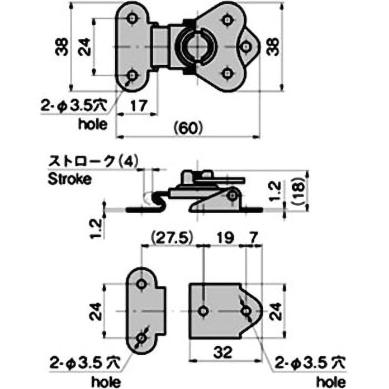 C-1238-4 ステンレス 回転ファスナー 1個 TAKIGEN(タキゲン