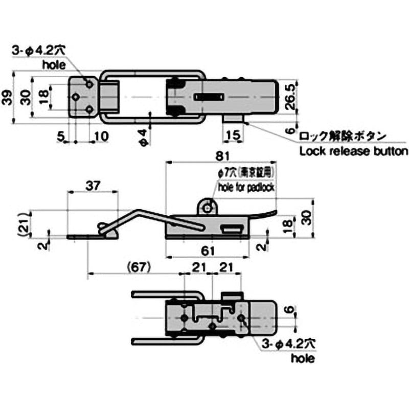 C-1240-1 ステンレス オートロックパチン錠 1個 TAKIGEN
