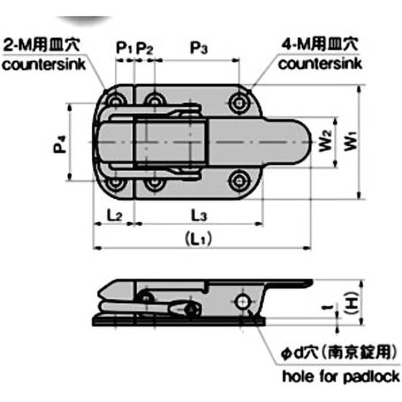 C-1445-1 ステンレス 三方締パチン錠 1個 TAKIGEN(タキゲン