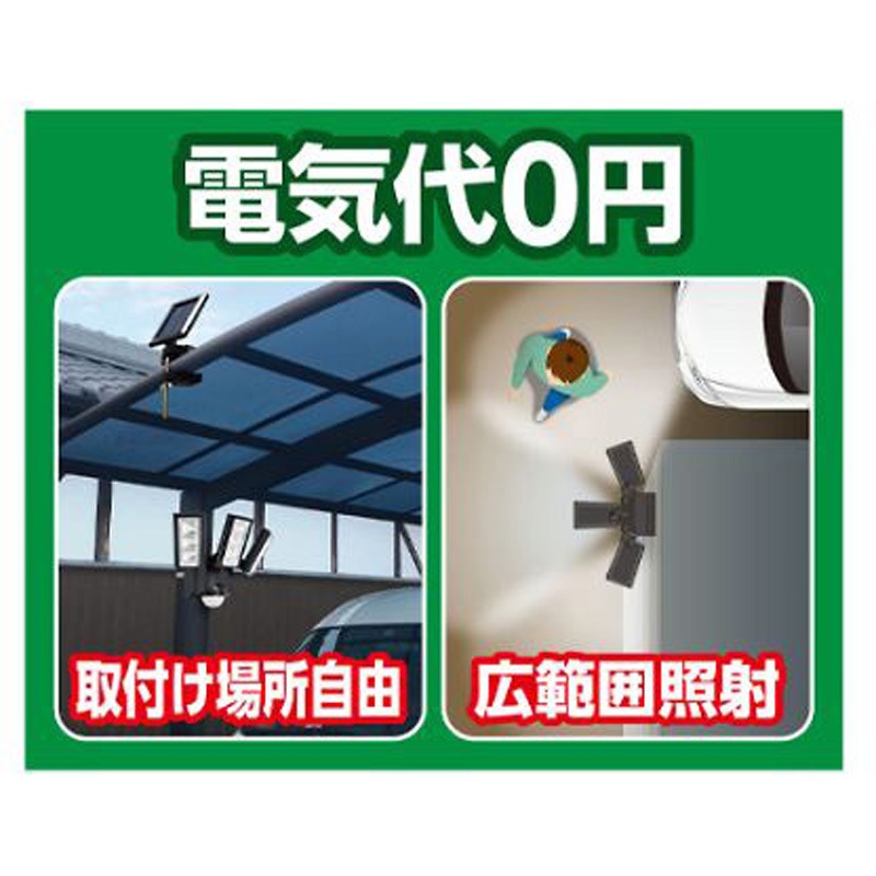 EA864CB-30A 3灯 LEDセンサーライト ソーラー充電式 1個 エスコ 【通販モノタロウ】