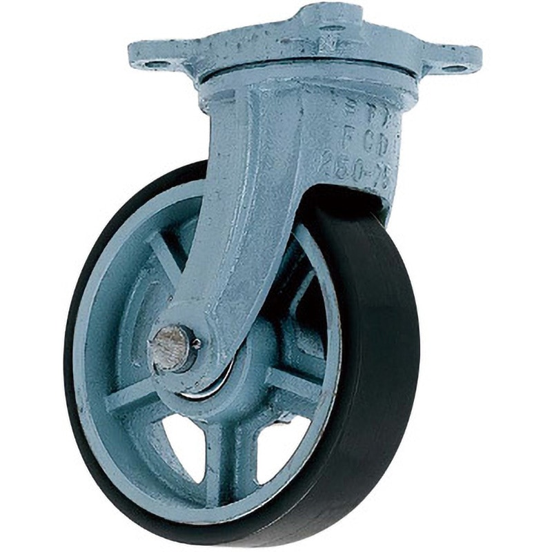 HB-g-410×100 重荷用ゴム車輪 自在金具付き ヨドノ 取付高497mm