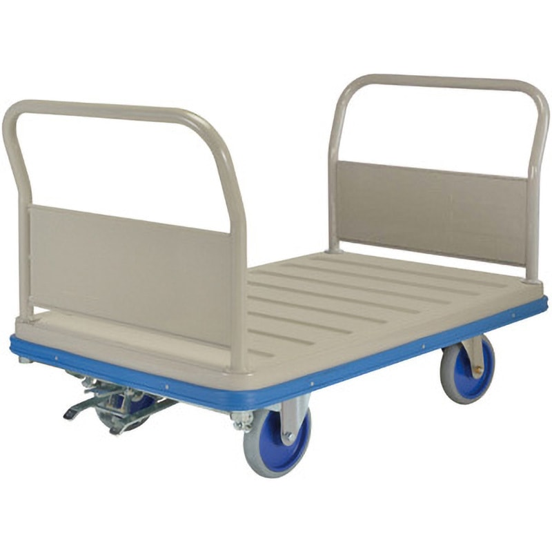 STR-603+FB 両側固定ハンドル式ストロング台車(フットブレーキ付) 金沢車輌 荷重600kg ゴム車輪 スチール製 荷台寸法775×1300mm