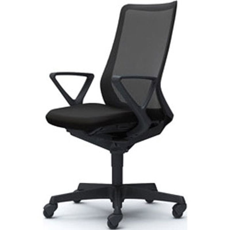 CB45JR FKA1 フルーエント 固定肘 背メッシュ ハイバック  ブラックボディ ハンガー無 ランバー無 ゴムキャスター 1脚 オカムラ(岡村製作所) 【通販モノタロウ】