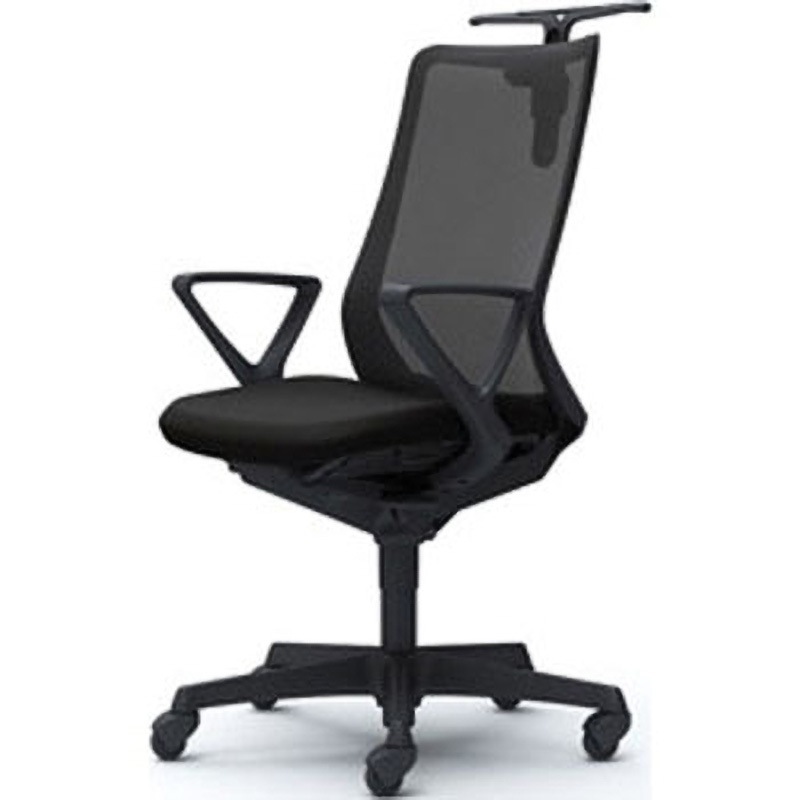 CB46JR FKA1 フルーエント 固定肘 背メッシュ ハイバック  ブラックボディ ハンガー付 ランバー無 ゴムキャスター 1脚 オカムラ(岡村製作所) 【通販モノタロウ】