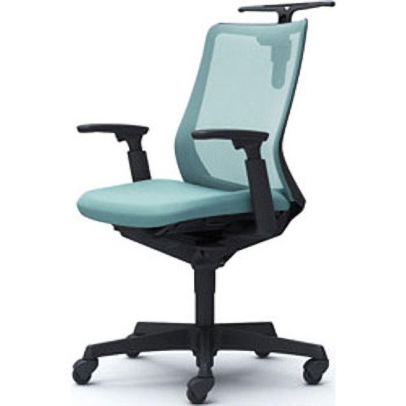 CB82JR FKA6 フルーエント 可動肘 背メッシュ ローバック ブラックボディ ハンガー付 ランバー無 ゴムキャスター 1脚 オカムラ(岡村製作所) 【通販モノタロウ】