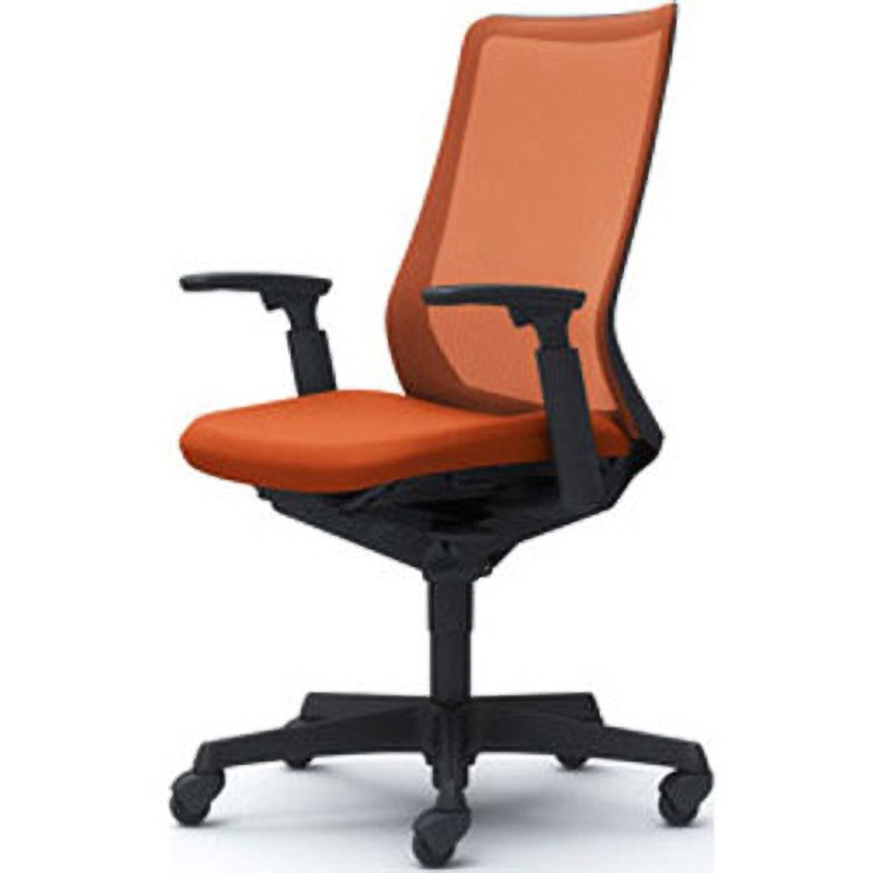 CB85JR FKA8 フルーエント 可動肘 背メッシュ ハイバック  ブラックボディ ハンガー無 ランバー無 ゴムキャスター 1脚 オカムラ(岡村製作所) 【通販モノタロウ】