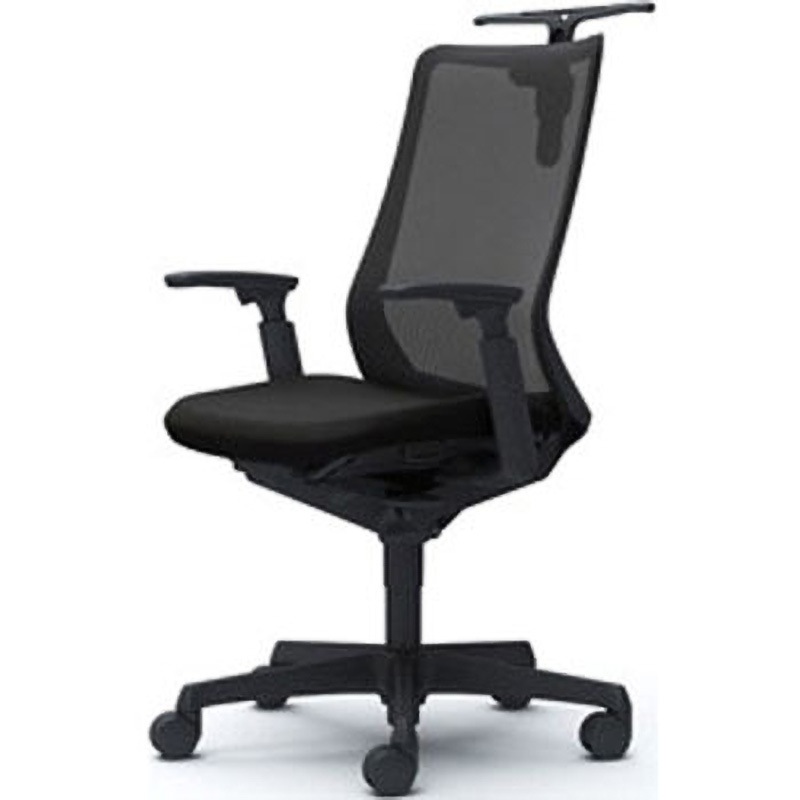 オカムラ バロンチェア ハイバック可動肘 ハンガー付背メッシュ ブラック