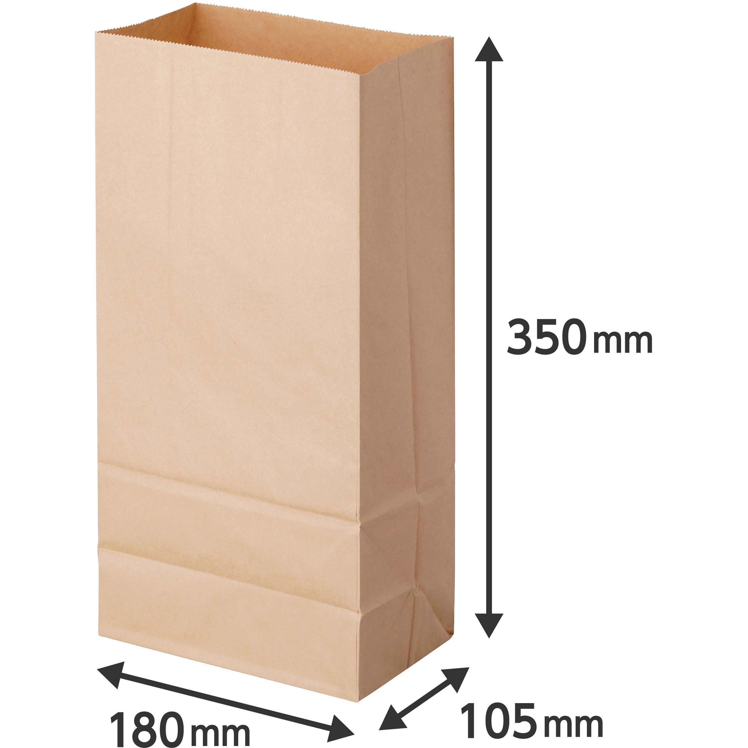 角底紙袋 モノタロウ 茶無地色 幅180mmマチ105mm高さ350mm 1