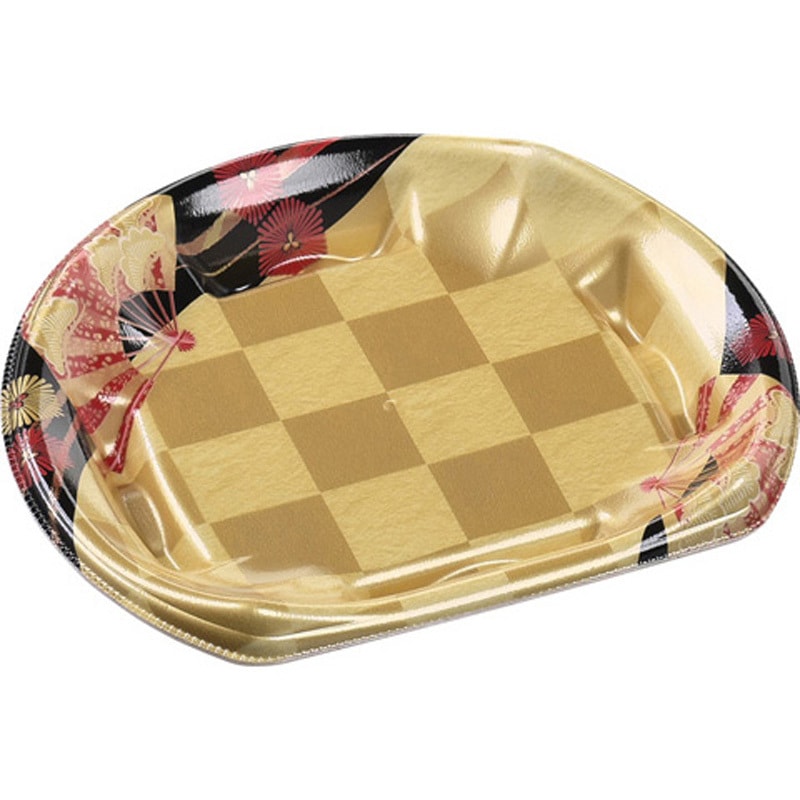18-16(V1) 扇市松金 半月皿 1ケース(50枚×24袋) エフピコ 【通販モノタロウ】