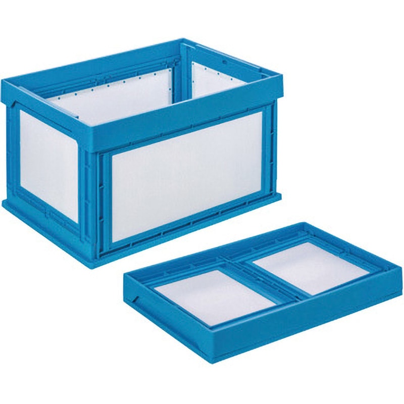 (3セット)コンテナ　パタコン　折りたたみコンテナ　約横幅64.5縦43.5 50100-NM85-B 折たたみコンテナパタコン KUNIMORI 容量87L ブルー色 外