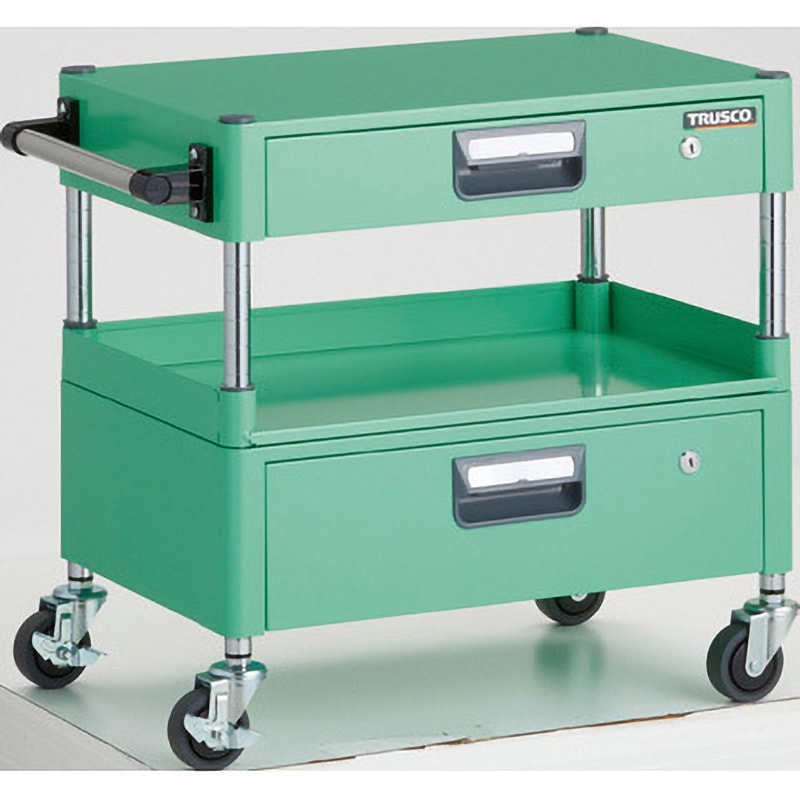 PEW-66H1VZ-YG フェニックスワゴン(省音タイプ・三方棚板1枚付) TRUSCO ヤンググリーン色 高さ600mm間口600mm奥行400mm  PEW-66H1VZ-YG