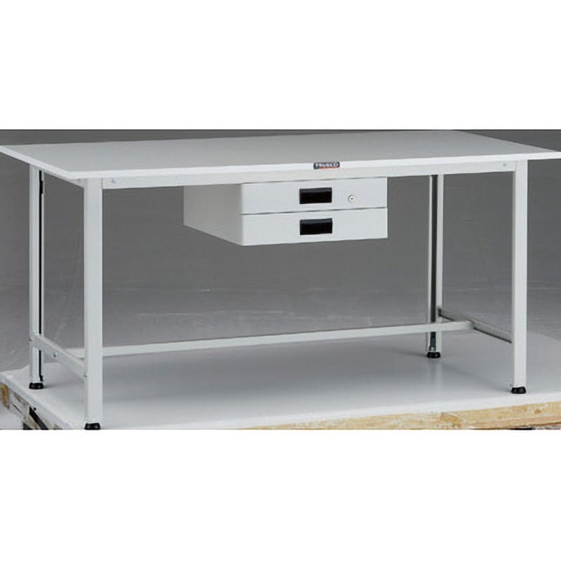 AOR-1560UDK2 軽量作業台(薄型2段引出し付) TRUSCO リノリューム張り製天板 荷重200kg 間口1500mm奥行600mm高さ740mm  AOR-1560UDK2