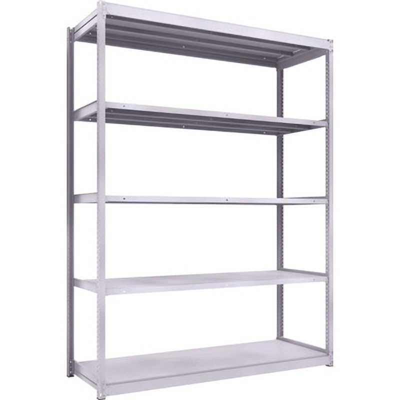 TUG200-86L-5 軽中量ボルトレス棚TUG型(200kgタイプ、高さ2400mm) TRUSCO ホワイト色 荷重1500kg スチール 5段 奥行642mm  TUG200-86L-5