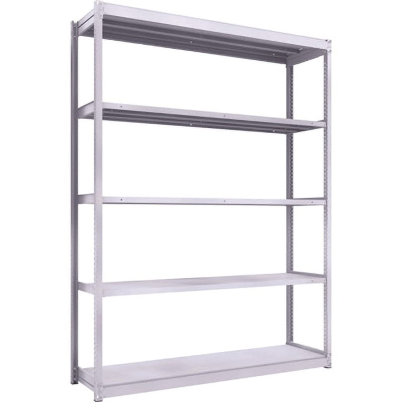 TUG200-86S-5 軽中量ボルトレス棚TUG型(200kgタイプ、高さ2400mm) TRUSCO ホワイト色 荷重1500kg スチール 5段 奥行492mm  TUG200-86S-5