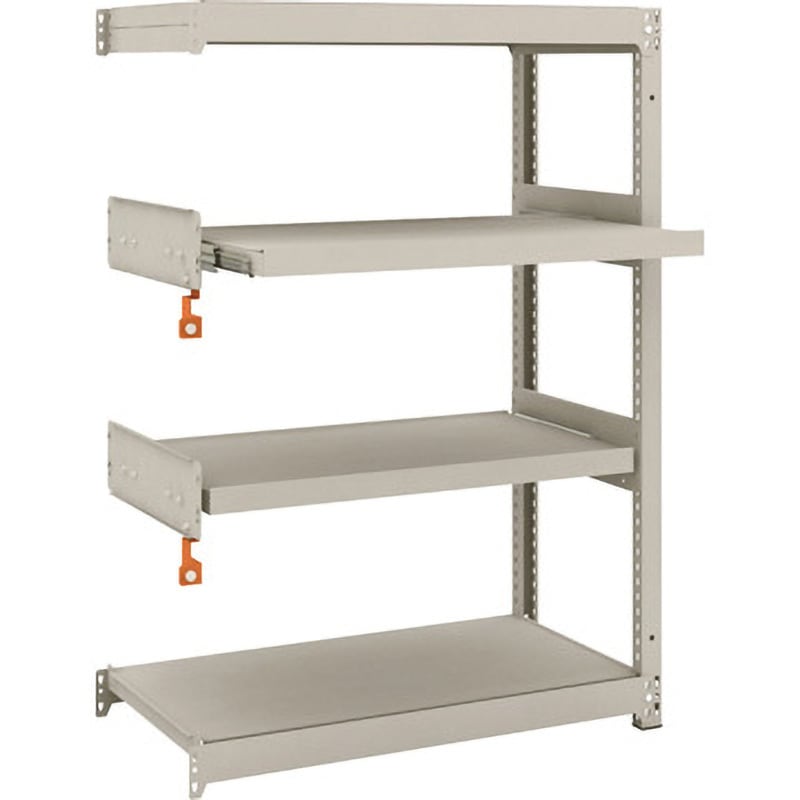 M1.5-4342M2B 軽中量ボルトレス棚M1．5型(150kgタイプ、高さ1200mm、2段、スライド2段タイプ) TRUSCO スチール グレー色 連結型仕様 間口860mm奥行454mm