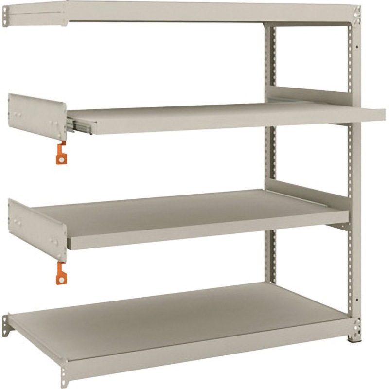 M1.5-4462M2B 軽中量ボルトレス棚M1．5型(150kgタイプ、高さ1200mm、2段、スライド2段タイプ) TRUSCO スチール グレー色 連結型仕様 4段 間口1160mm奥行604mm