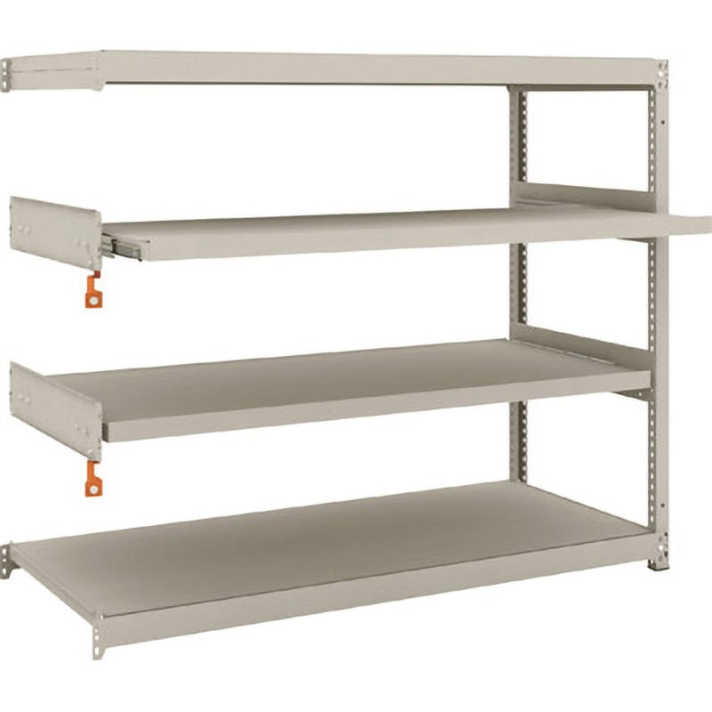 M1.5-4562M2B 軽中量ボルトレス棚M1．5型(150kgタイプ、高さ1200mm、2段、スライド2段タイプ) TRUSCO スチール グレー色 連結型仕様 間口1460mm奥行604mm