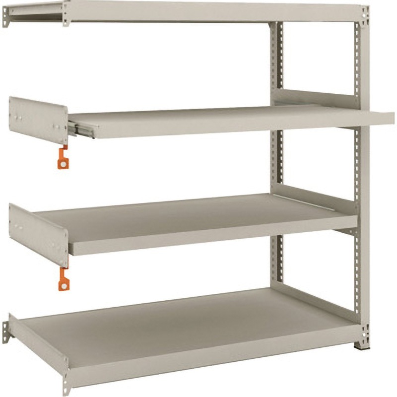 M2-4462M2B 軽中量ボルトレス棚M2型(200kgタイプ、高さ1200mm、2段、スライド2段タイプ) TRUSCO グレー色 間口1160mm奥行609mm  M2-4462M2B