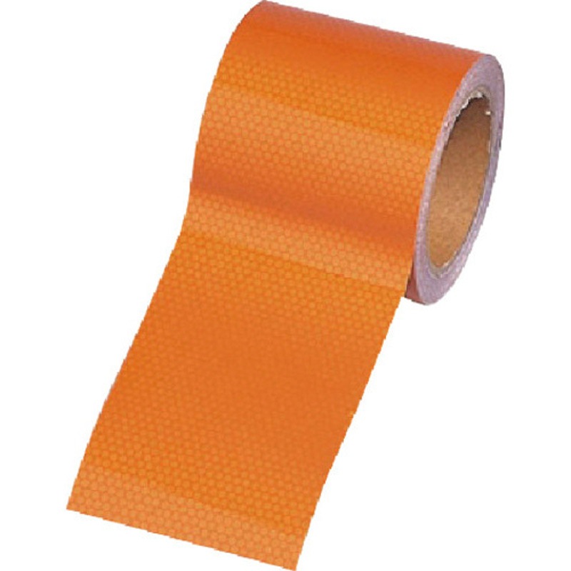 374-81 高輝度テープ ポリエステル樹脂フィルム ユニット オレンジ色 幅90mm長さ10m  374-81