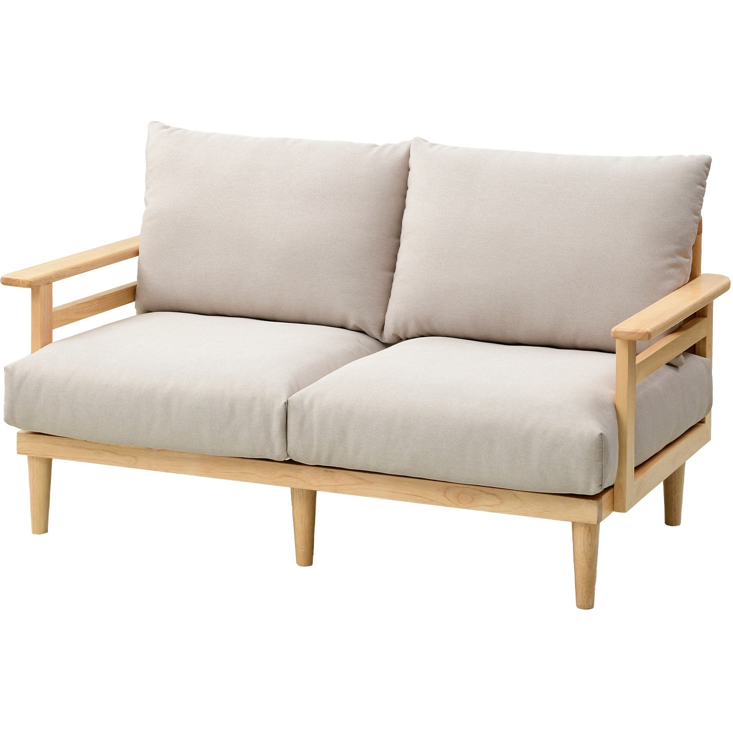 SCS-146(BE) 天然木フレームソファ YAMAZEN(山善) ベージュ色 本体幅